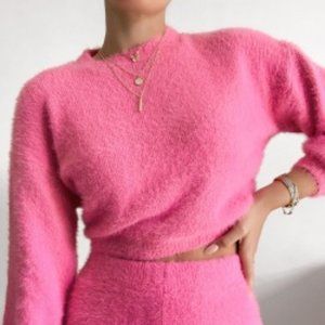 Fuzzy Pink Sweater Set